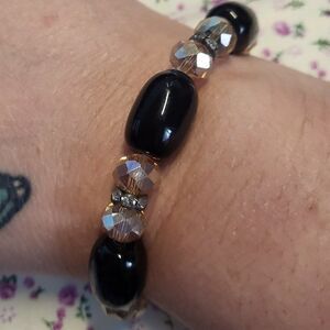 Black Onyx Beaded Stretch Bracelet